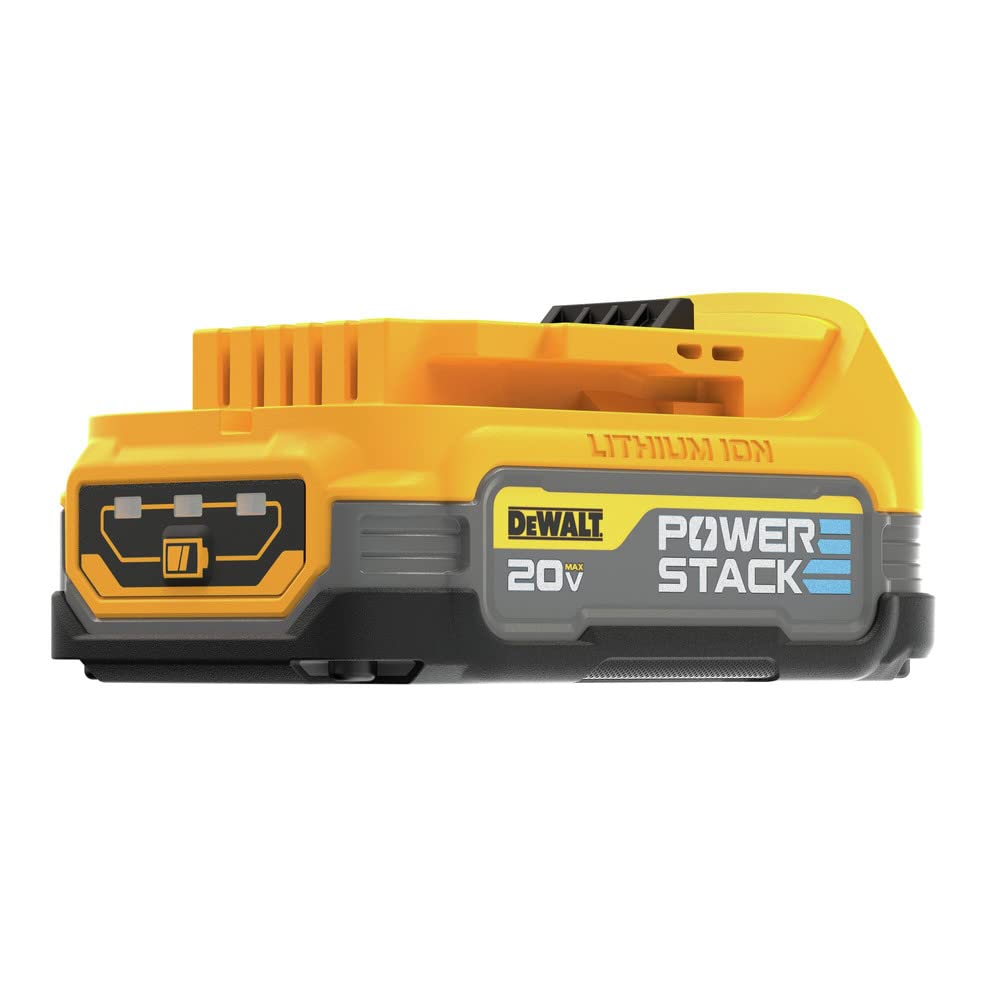 DEWALT 20V MAX PowerSTACK battery supports longer runtime.