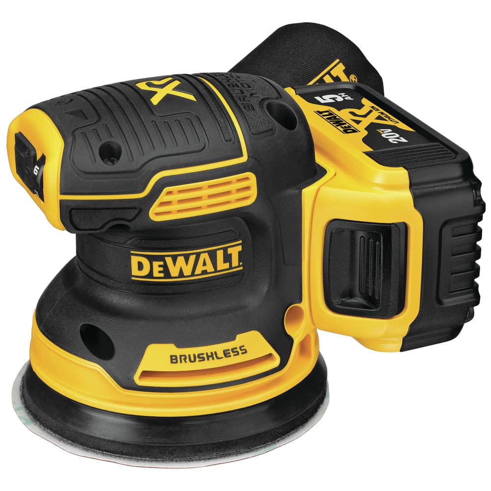 DEWALT DCW210P1 with battery pack highlighting cordless runtime on site