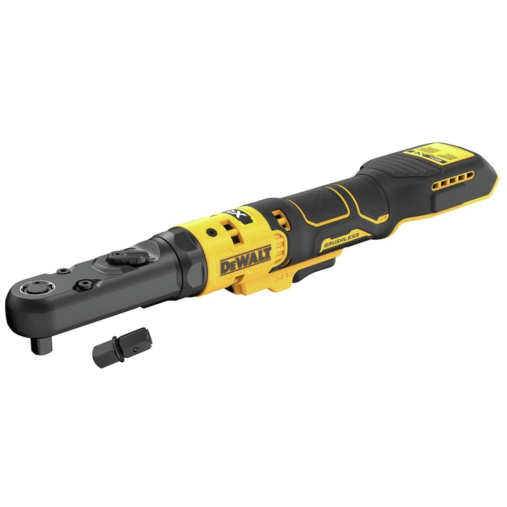 DEWALT 20V MAX XR cordless ratchet body offers compact power for tight spaces.