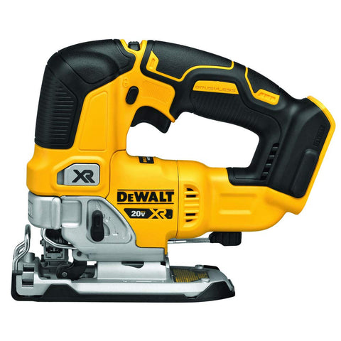 DEWALT DCS334B jigsaw with LED illumination for precise cuts on dim work surfaces