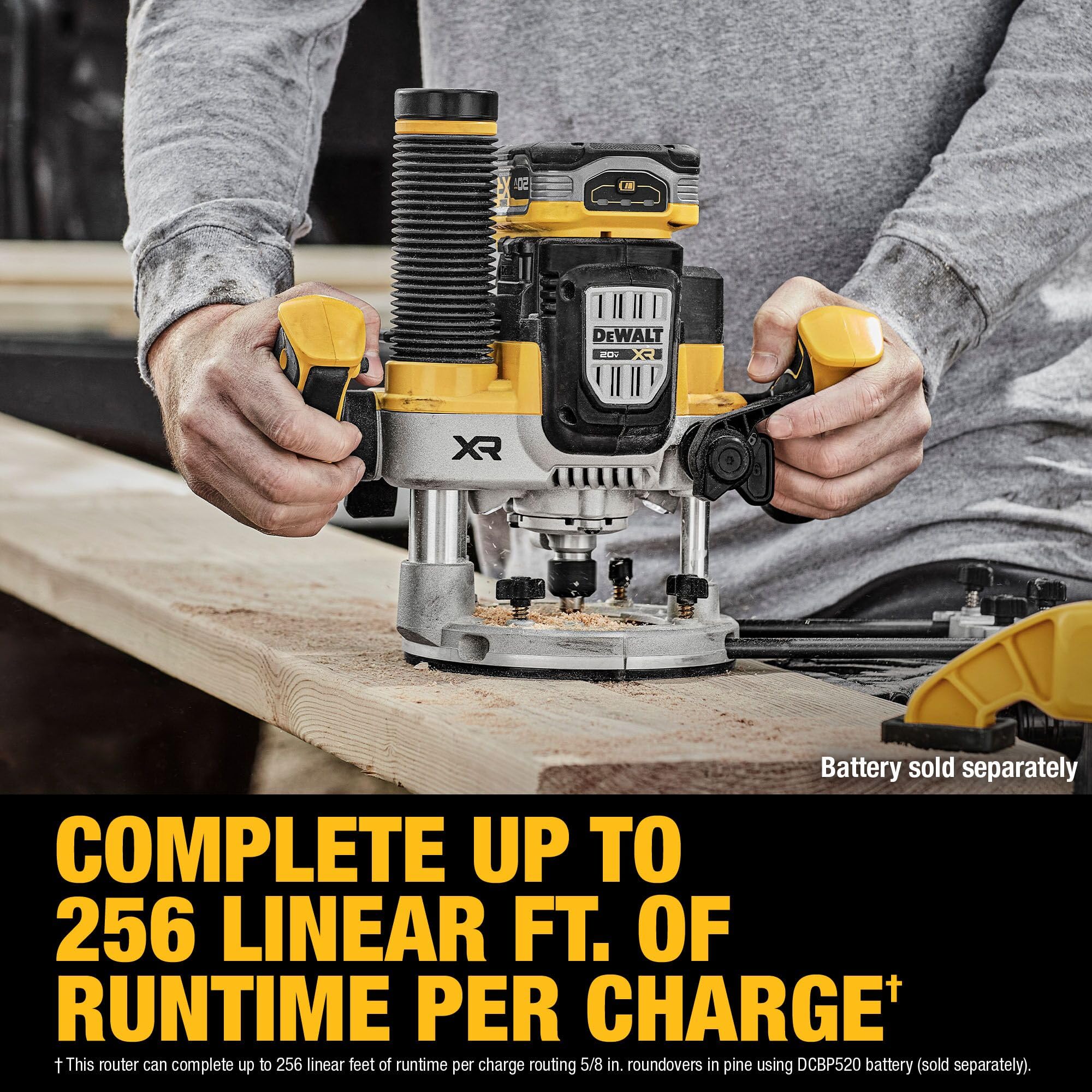 DEWALT DCW620B tool-free plunge lock for hands-free operation