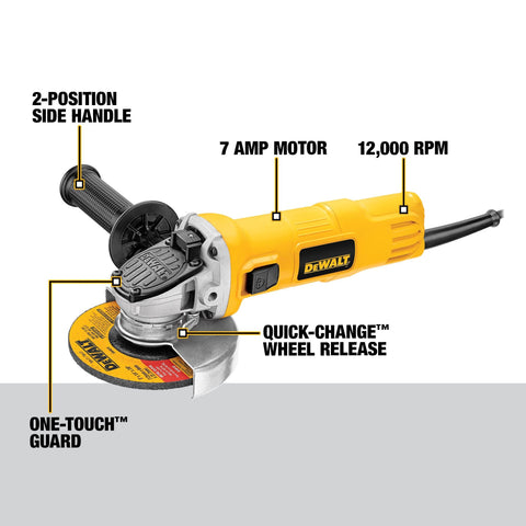 Powerful 7-amp motor with 12,000 rpm enables fast material removal on metals.