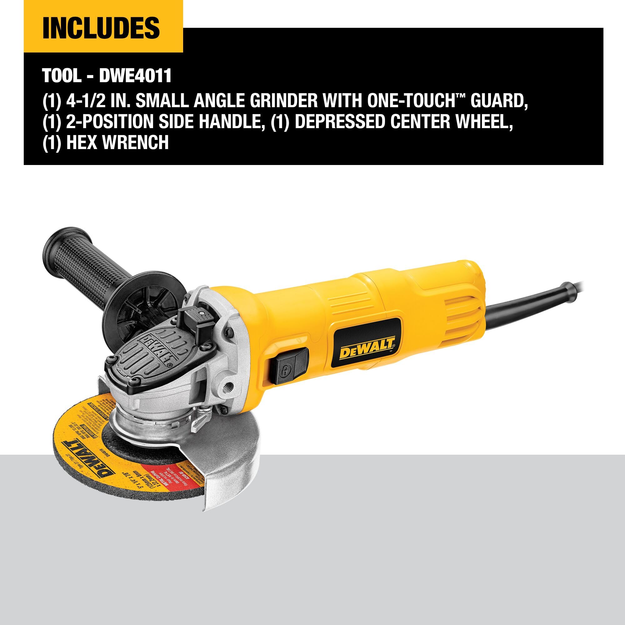 Slim, ergonomic body of the DEWALT DWE4011 supports comfortable extended use.