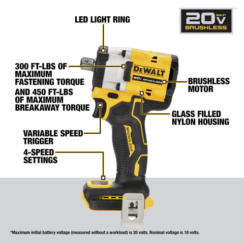 DEWALT Atomic 20V wrench showing four speed settings for versatile tasks.