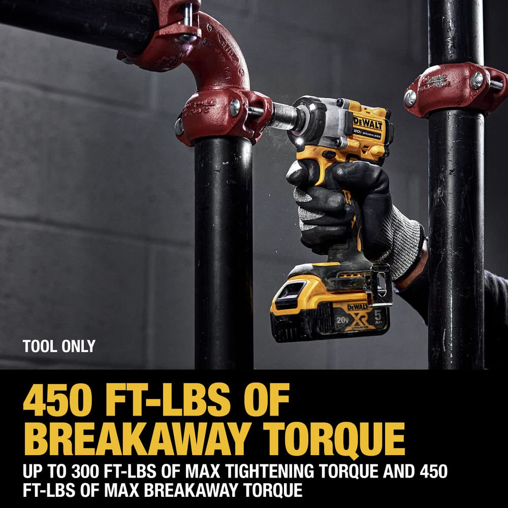 DEWALT Atomic 20V wrench compact design for easy maneuverability.