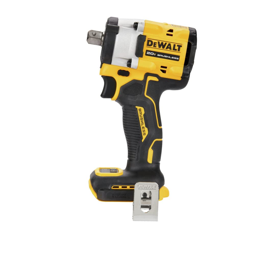 DEWALT Atomic 20V LED work light illuminates work area for precision.