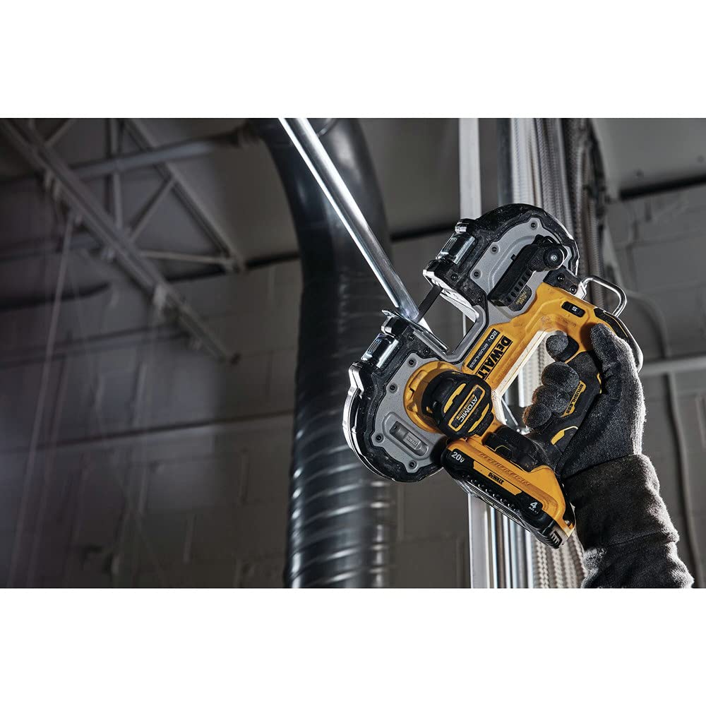 DEWALT lanyard-ready feature allows hanging between cuts for efficiency