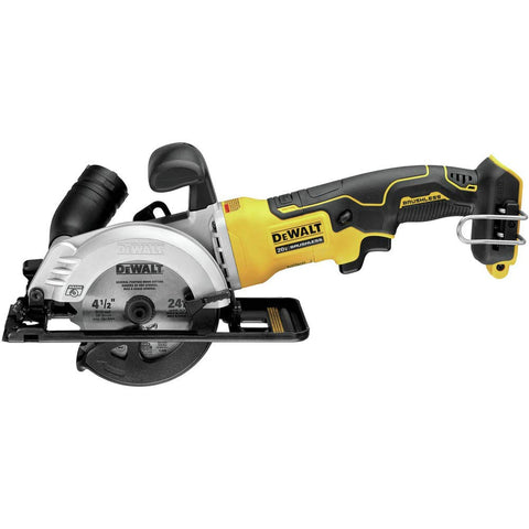 Blade key storage on the saw speeds blade changes and setup.
