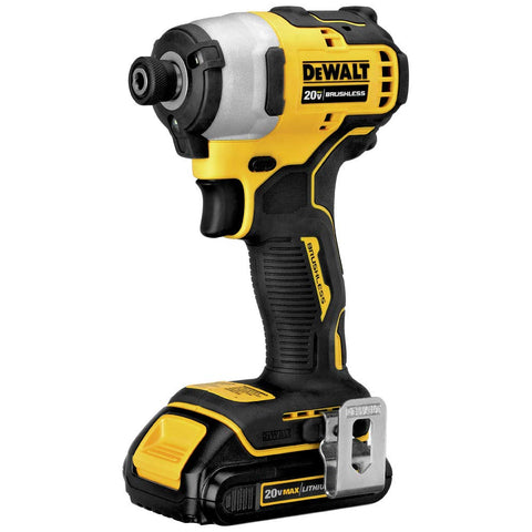 DEWALT Atomic 20V Max compact impact driver in use for a tight space task.