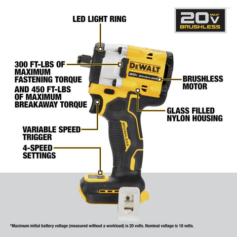 DEWALT Atomic timber screw mode tunes performance for wood fastening.