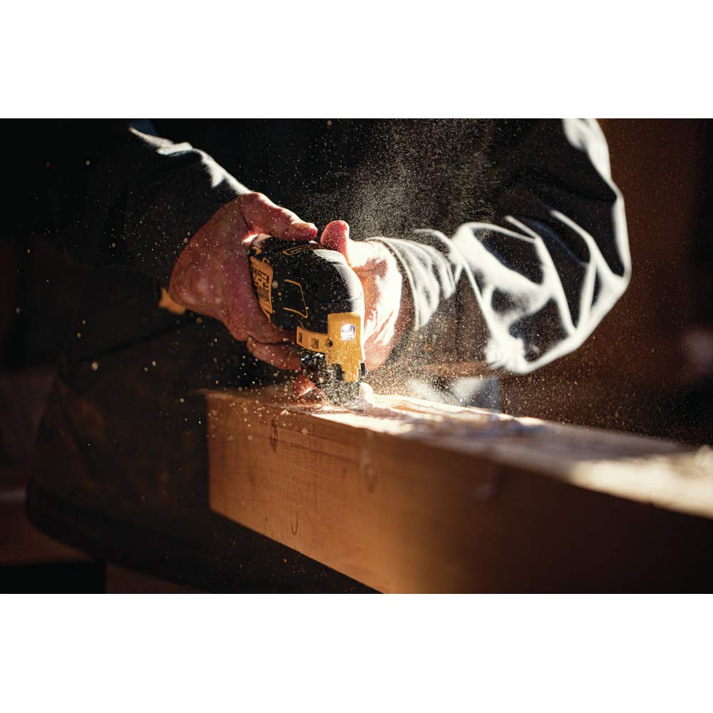 DEWALT Atomic 20V tool with two wood blades in use