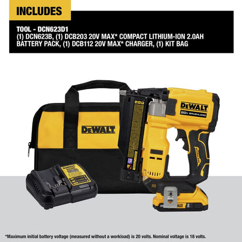 DEWALT ATOMIC pin nailer in hand demonstrating compact control