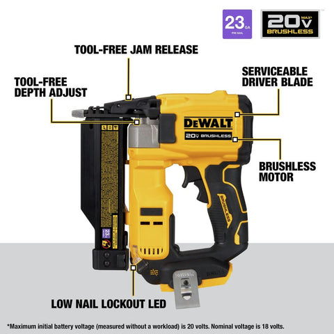 DEWALT depth adjustment knob on pin nailer