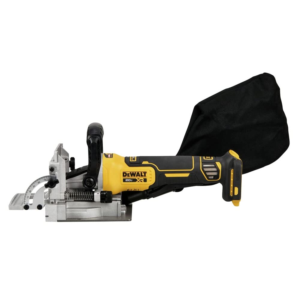 DEWALT biscuit joiner with dual rack and pinion fence for precision