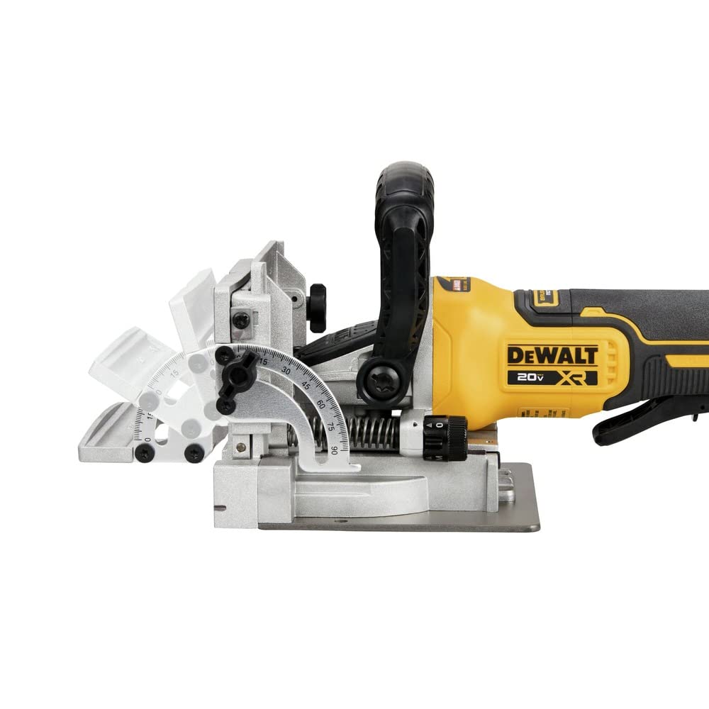 DEWALT biscuit joiner height adjustment supports versatile joinery