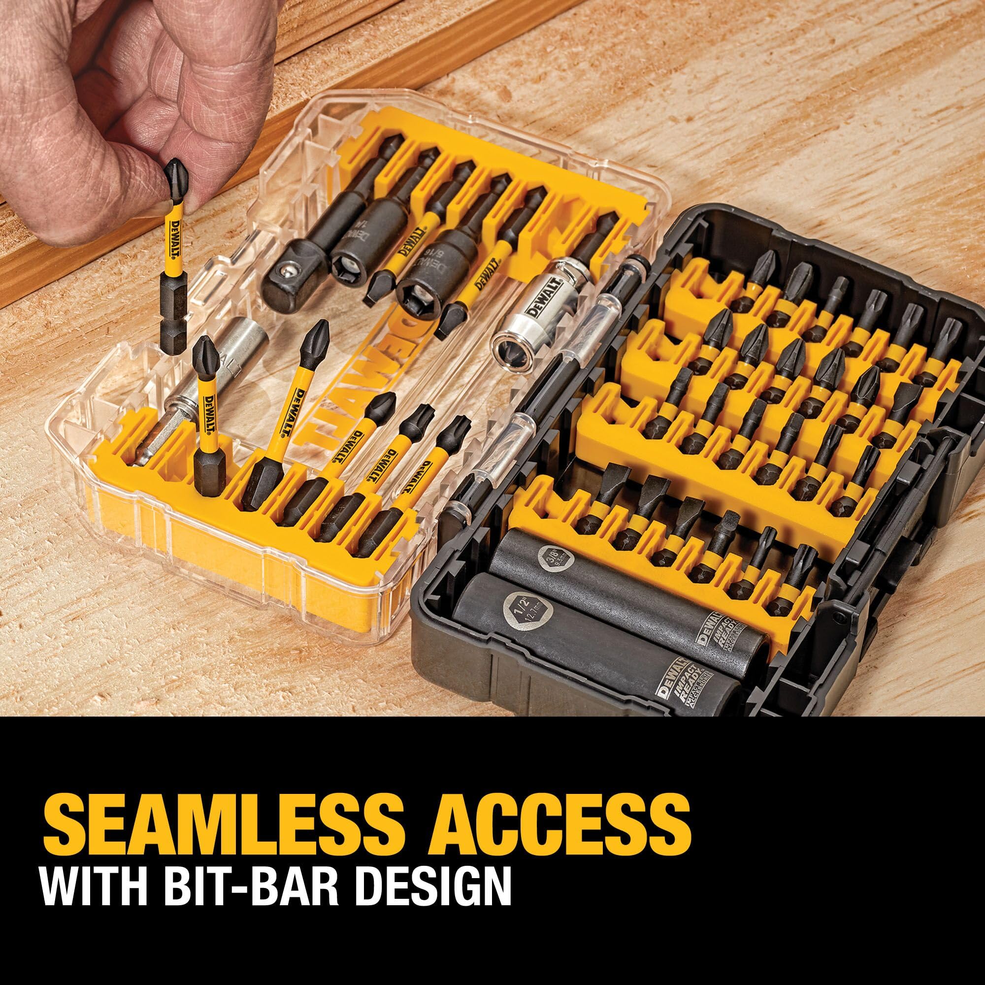 DEWALT bit-bar design enables easy removal and organization