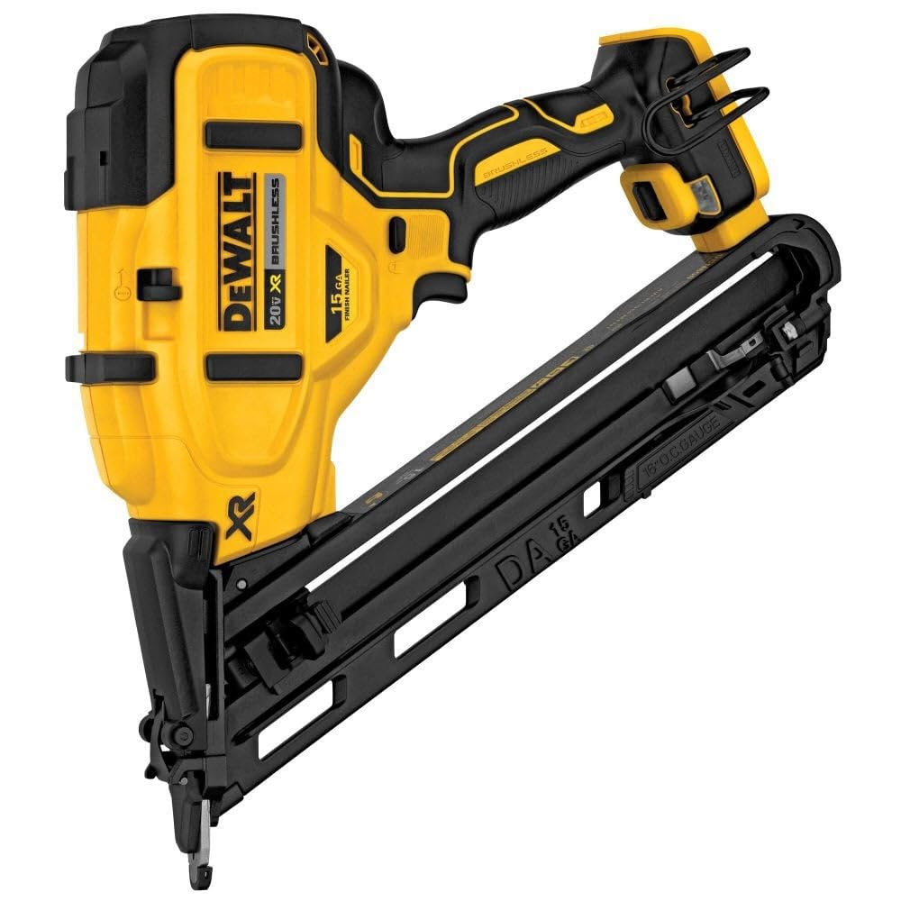 DEWALT brushless motor 15ga finish nailer for longer runtime