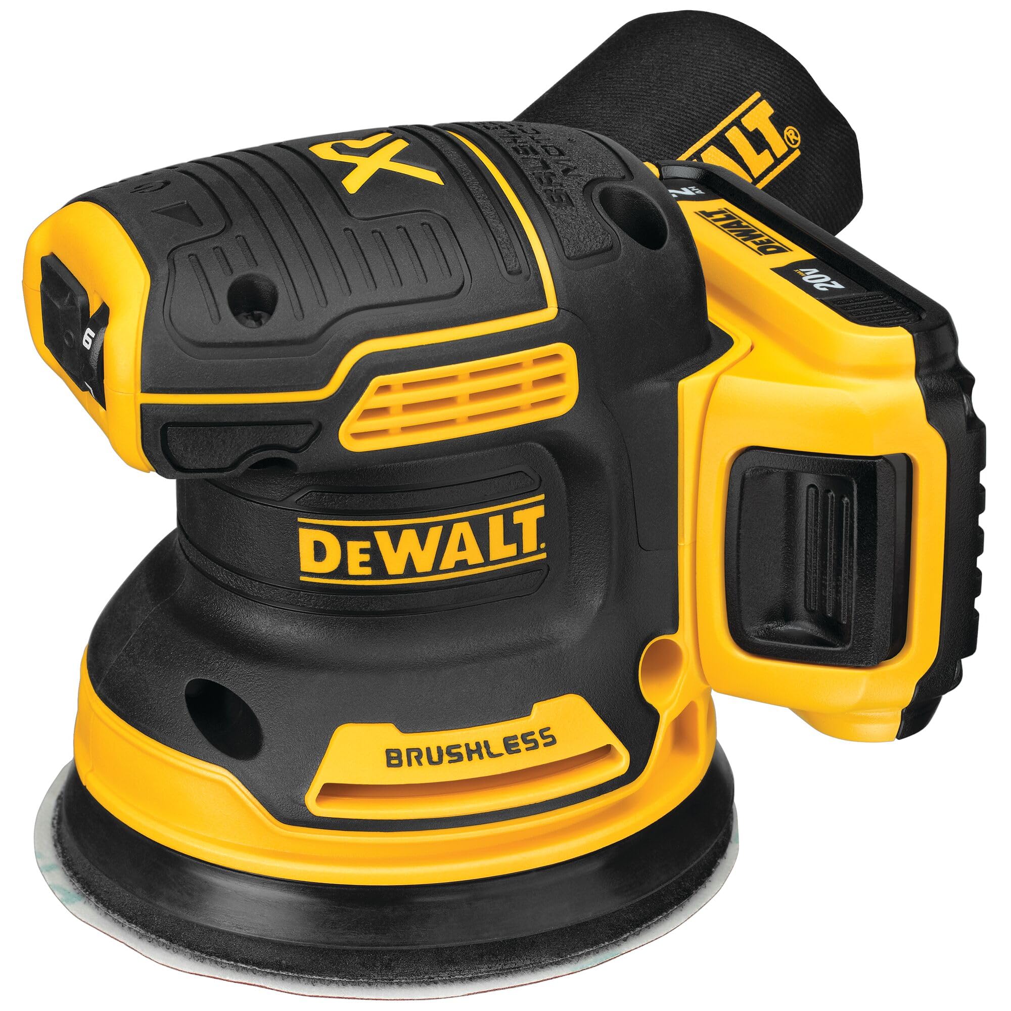 DEWALT brushless motor orbital sander designed for efficiency and durability.