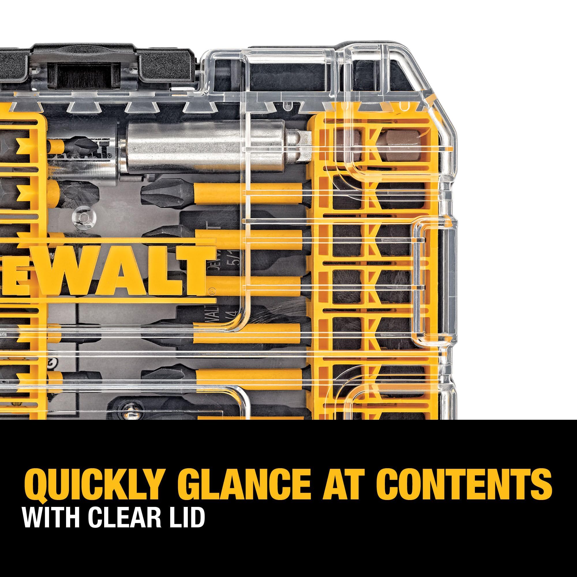 DEWALT clear lid lets you view contents at a glance