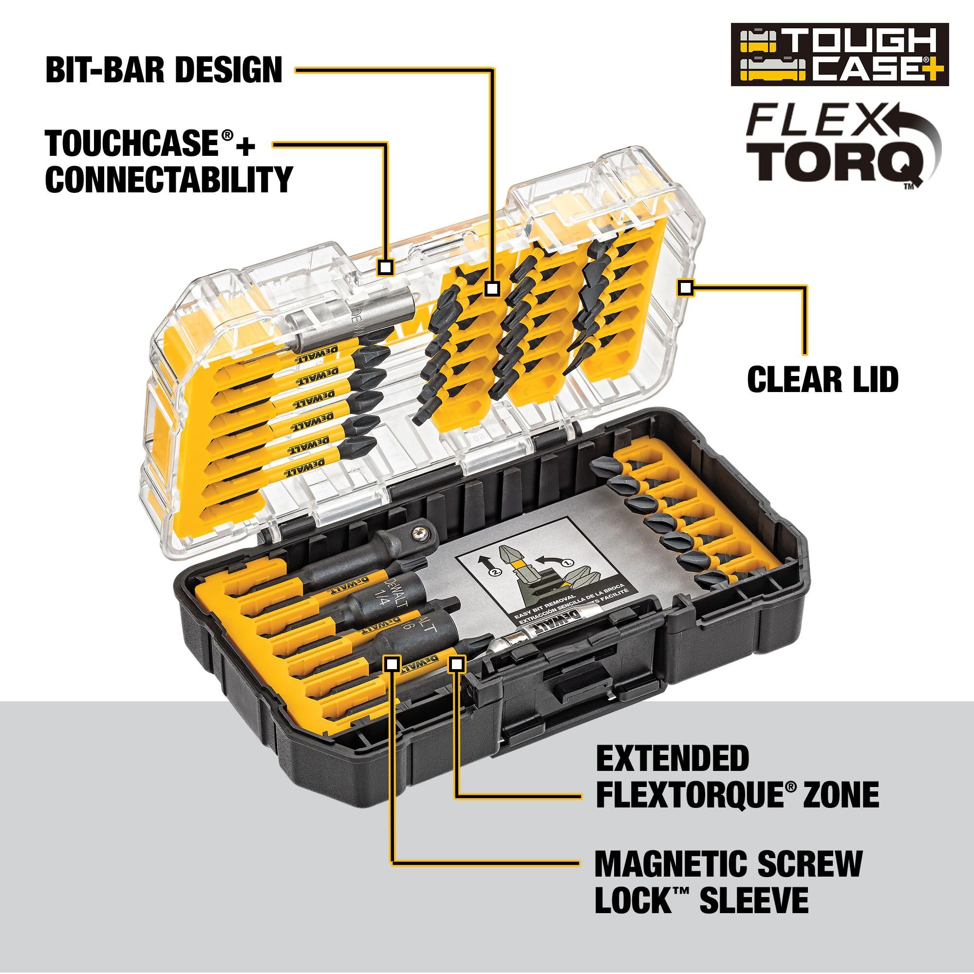 DEWALT CNC-machined tips provide precise fit and reduce cam-out