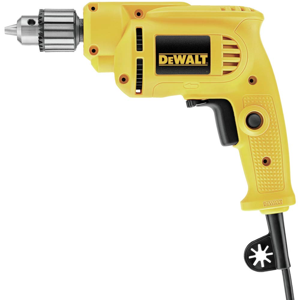 DEWALT corded drill with keyed chuck for precise drilling in wood and metal