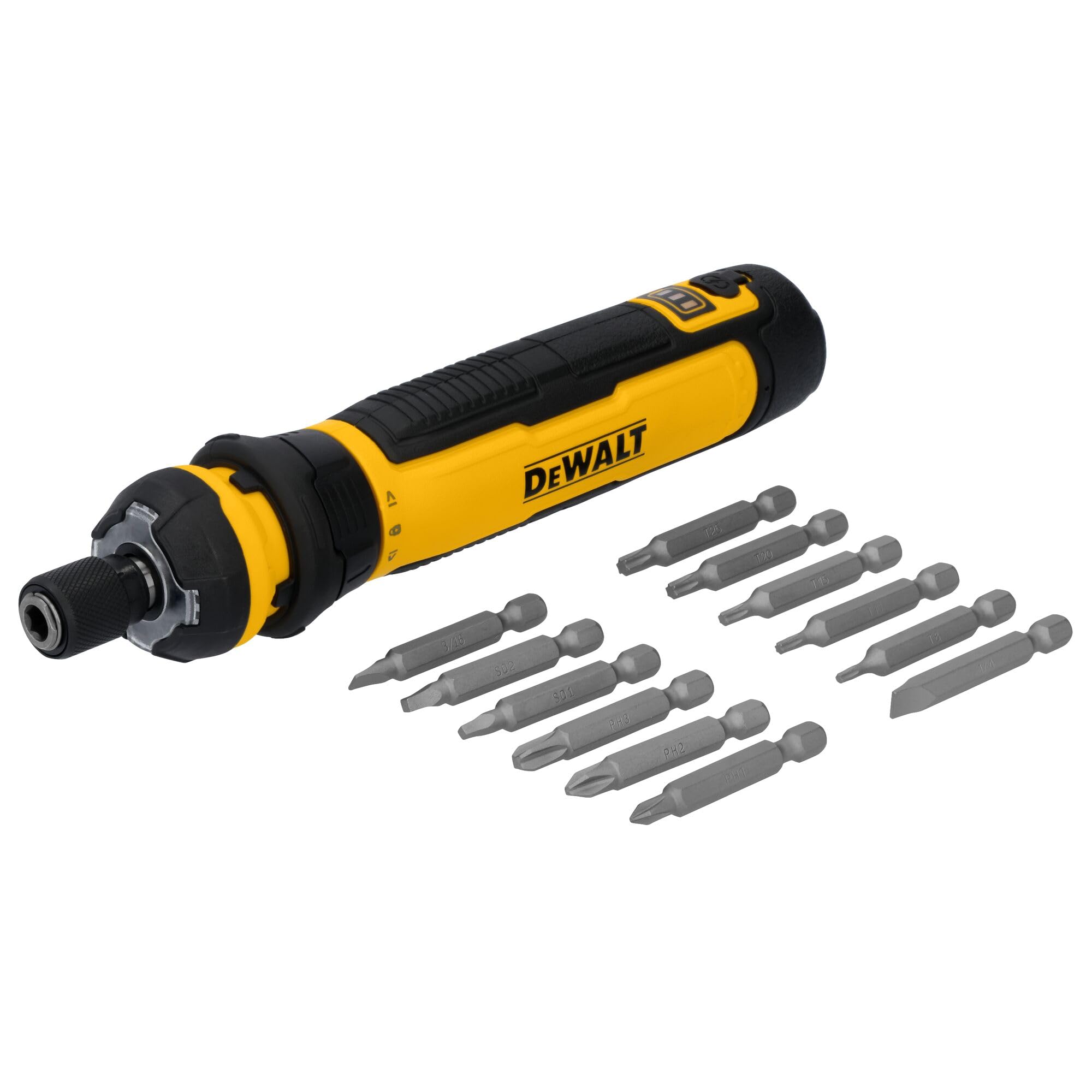 DEWALT cordless screwdriver in compact design for tight spaces and precise driving.
