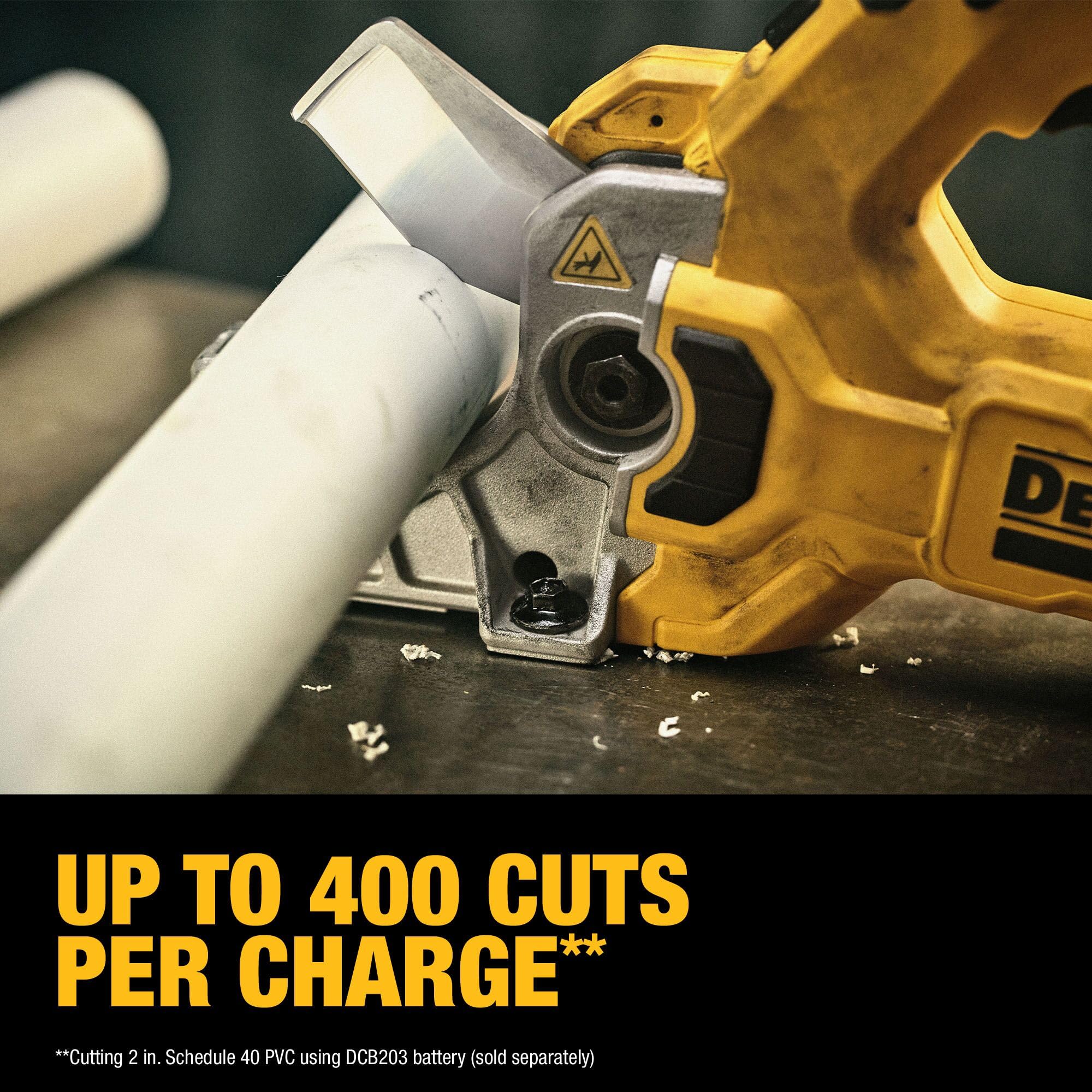 2-inch tubing cut with DEWALT DCE180B for plumbing tasks.
