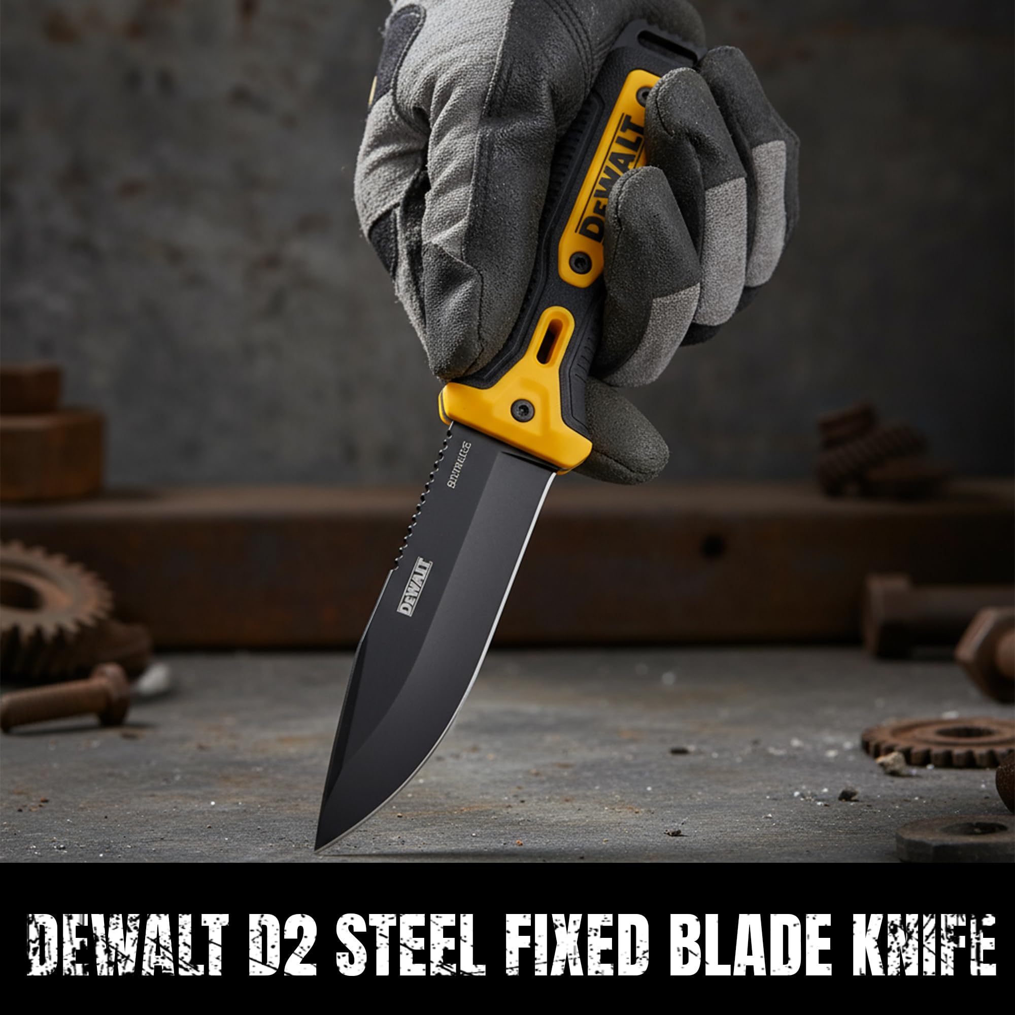 DEWALT D2 sheath with belt attachment keeps the knife ready on site.