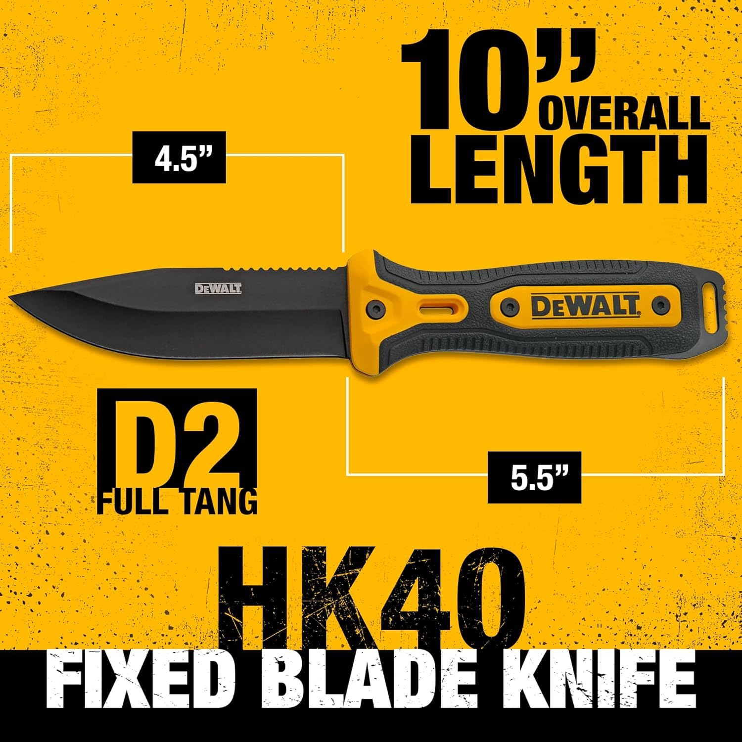 DEWALT D2 multi-use knife suited for utility, framing, and camping tasks.