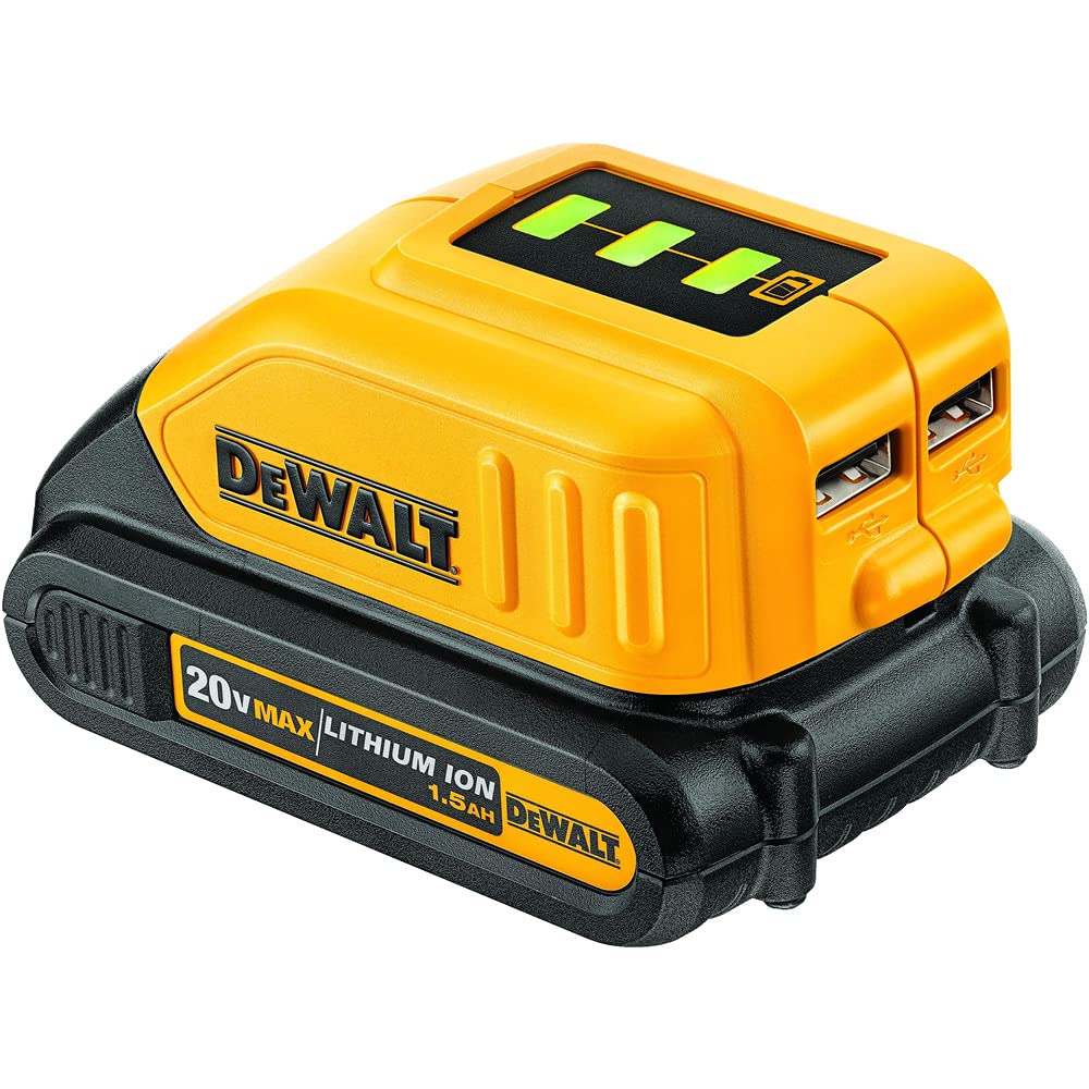 DEWALT DCB090 indicator light shows power status and ready-to-charge state.