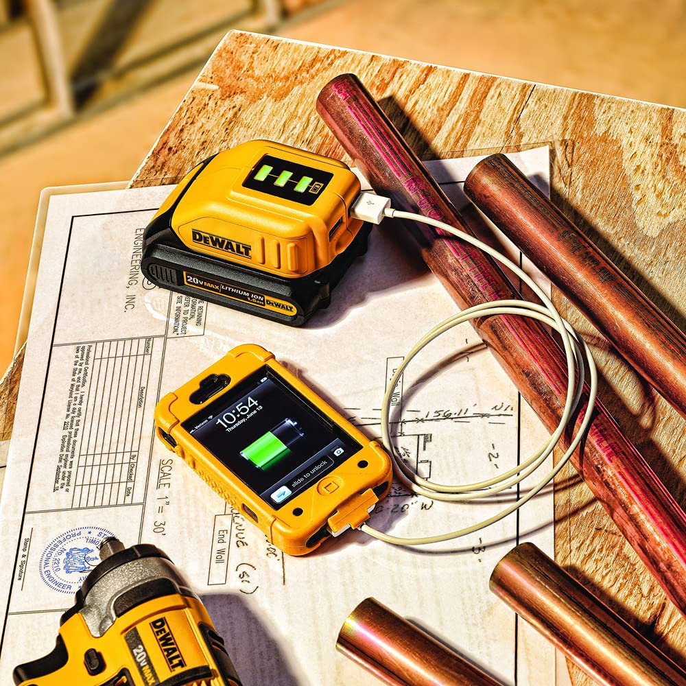 Rugged DEWALT DCB090 chassis is built to withstand demanding job sites.