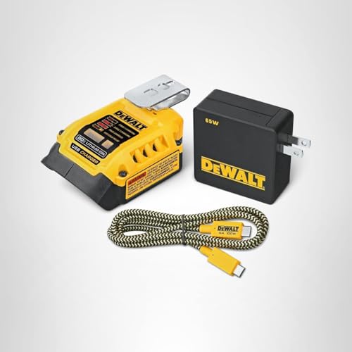 DEWALT DCB094K belt-hook attachment keeps the charger accessible.