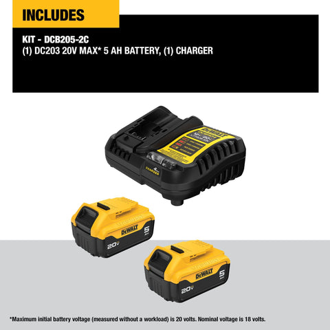 DEWALT DCB1104 charger for fast, universal charging.