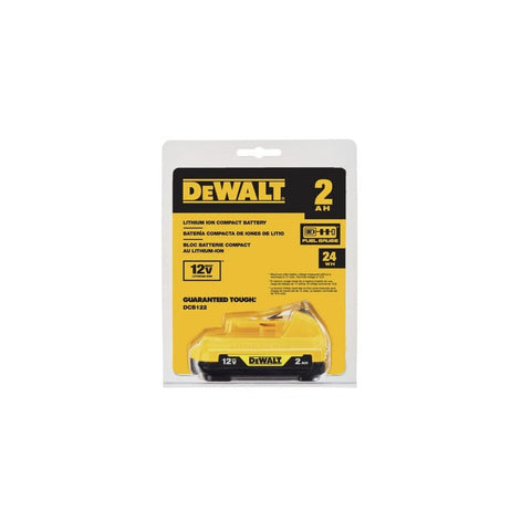 DEWALT DCB122 charging view emphasizing quick swaps with 12V tools