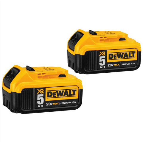DEWALT DCB205-5Ah battery rear view showing rugged design
