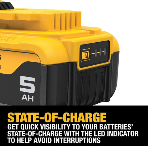DEWALT DCB205R battery packaged box highlights its included power.