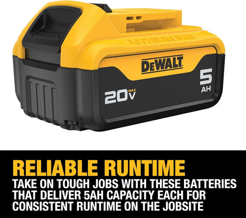 DEWALT DCB205R side profile highlights compact form for balanced handling.