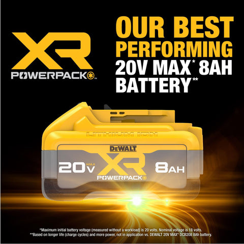 DEWALT DCB2108 POWERPACK in use with 20V MAX tools for longer runtimes