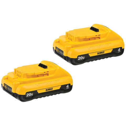 DEWALT DCB240-2 battery front view, compact 4Ah design for easier handling.