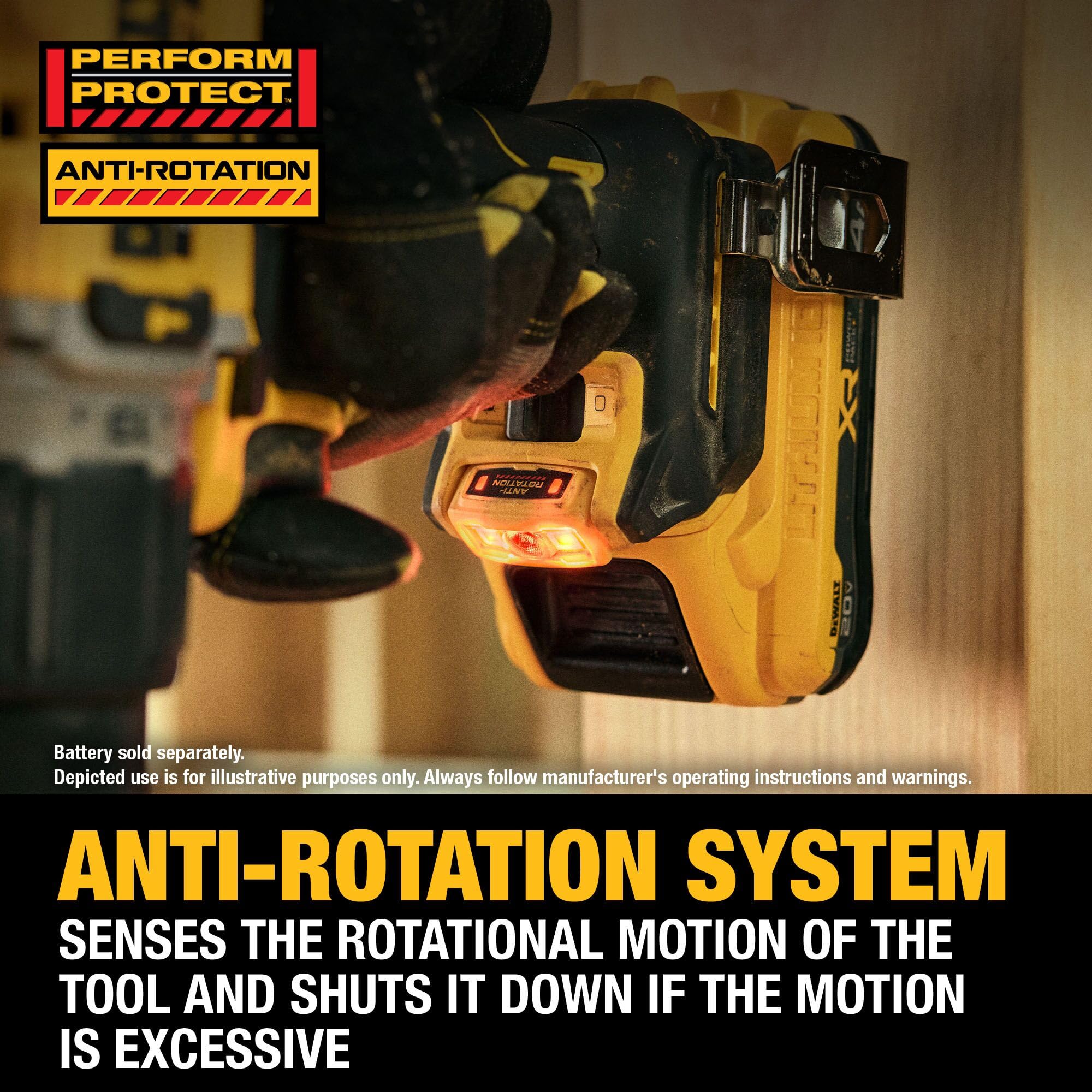 Integrated LED work light illuminates dim work areas for precise drilling.