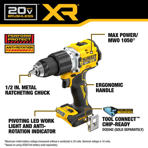 DCD806B two-speed transmission enables efficient drilling with variable speed control.
