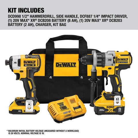 DCD998 hammer drill in action with high torque for masonry work