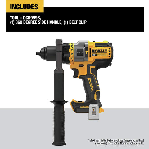 DEWALT DCD999B 3 speed transmission lets you tailor speed and torque to the material.