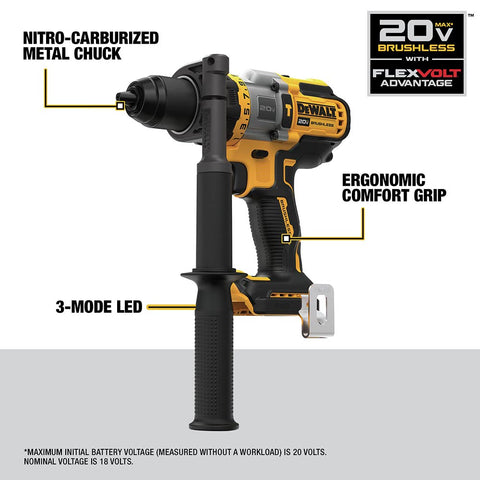 DEWALT DCD999B cordless hammer drill suited for on site tasks and loosening fasteners.