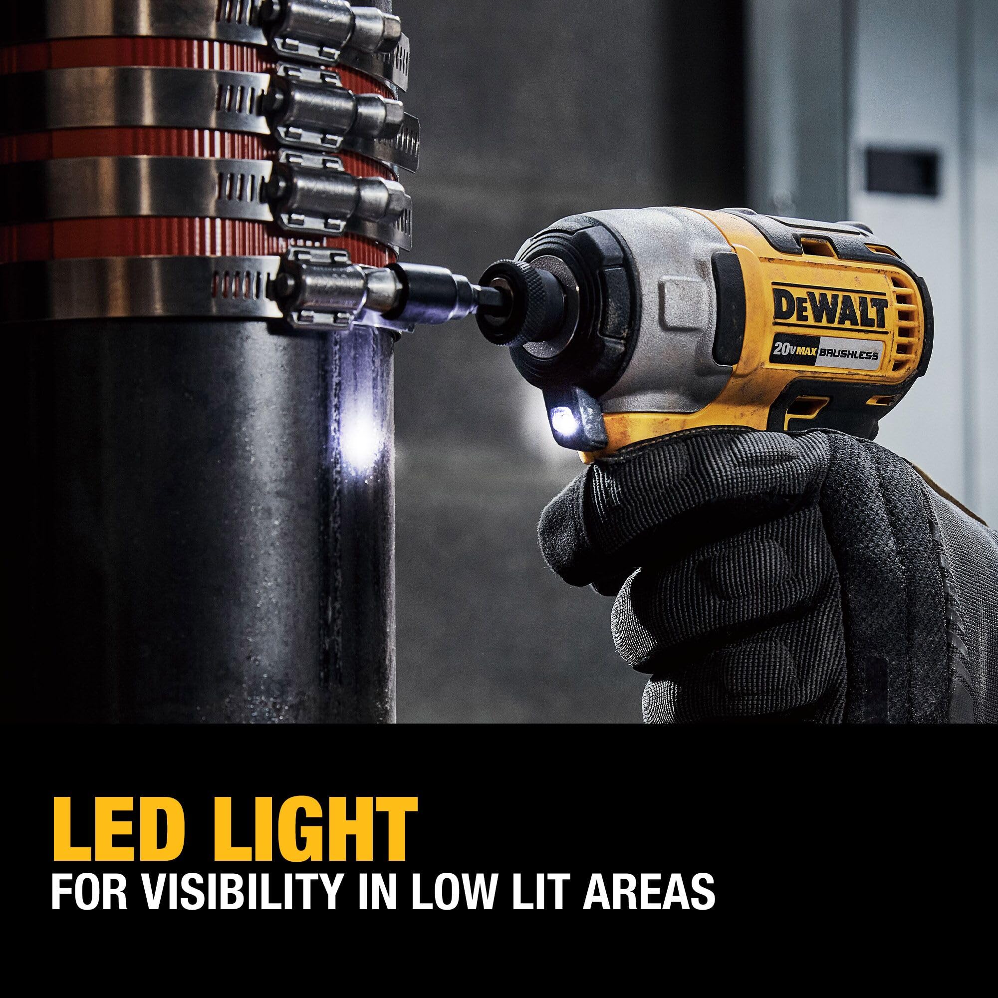 DEWALT DCF787D1 kit contents with belt hook for convenient on-site carry.