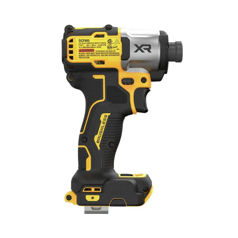 DEWALT DCF845B integrated LED light improves visibility on dim jobs.