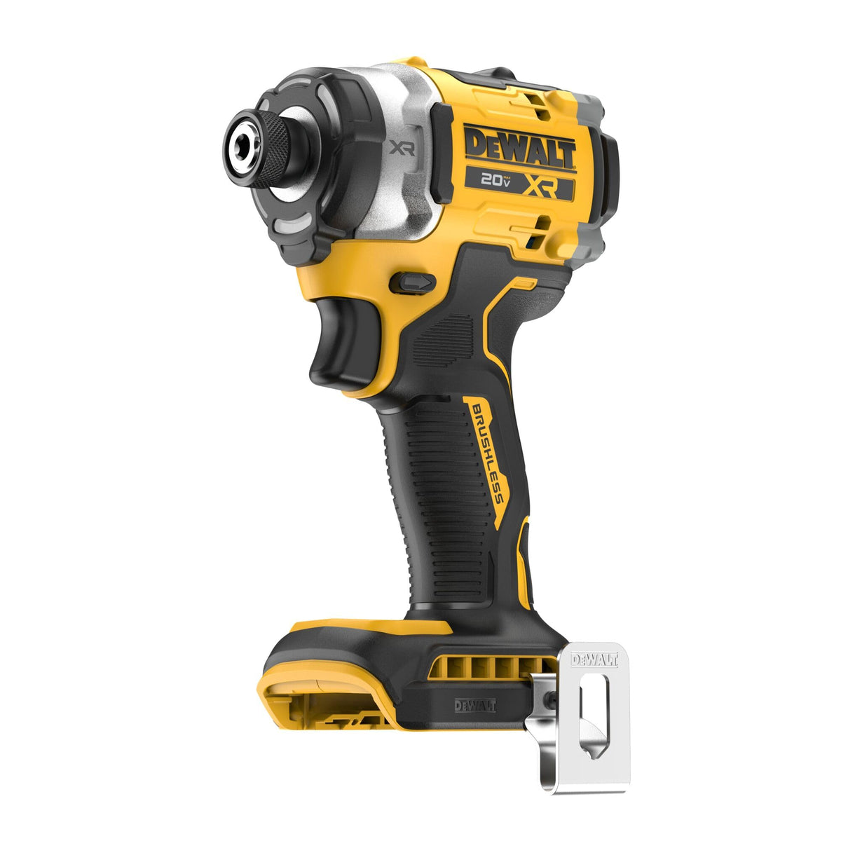 DEWALT DCF860B front view shows compact design ideal for tight spaces.