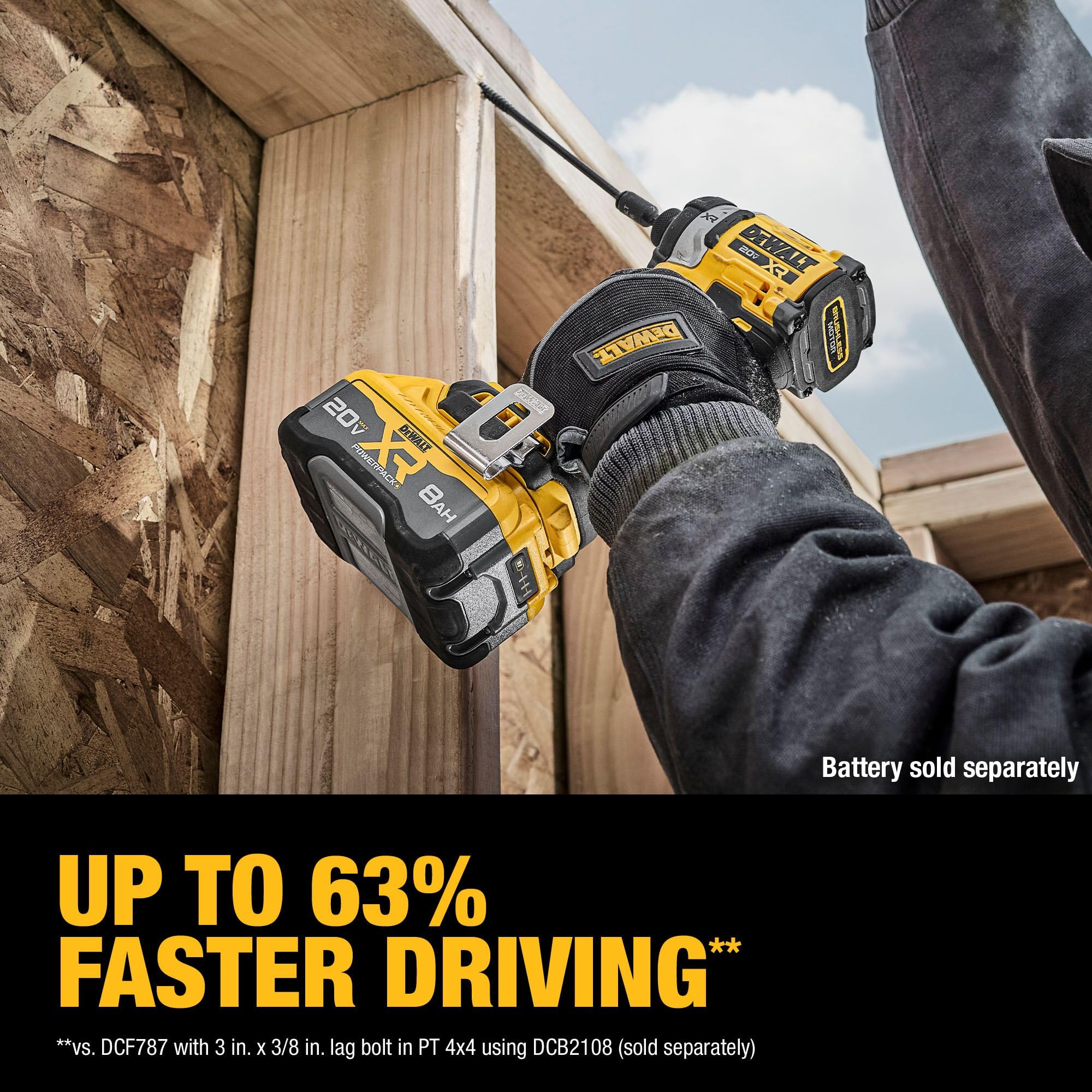 DEWALT DCF860B torque close-up shows up to 2,500 in-lbs power.