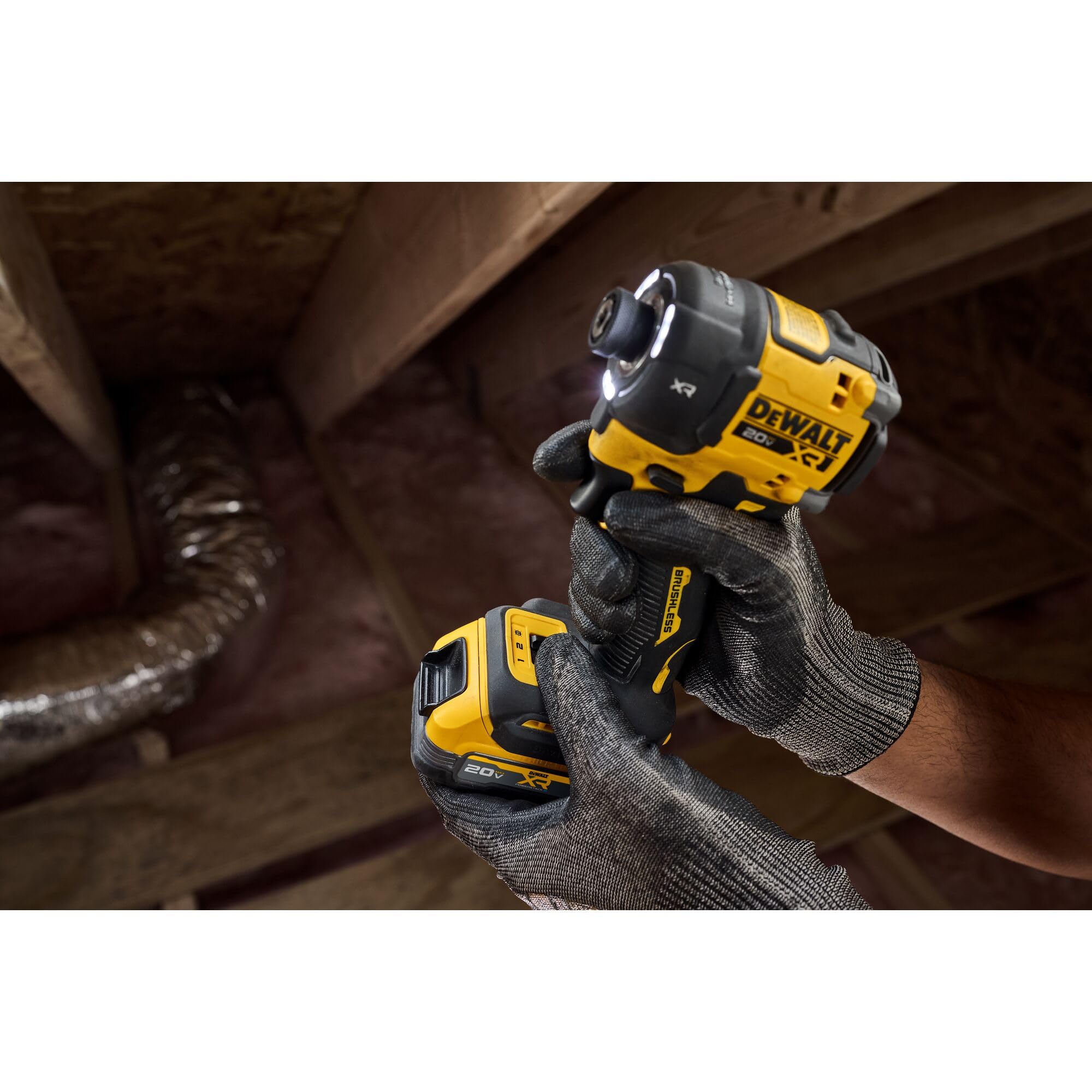 DEWALT DCF870B-tight-spaces-framing enables cabinetry and framing in compact areas.