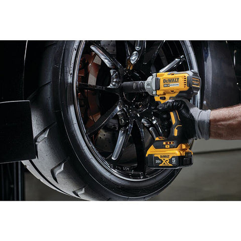 DEWALT DCF894B with LED work light illuminating dim workspace